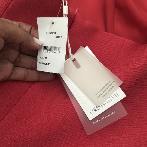 NWT C/MEO COLLECTIVE orange/red rust Ruffle One-Shoulder mini  fit and flare M - Picture 6 of 9